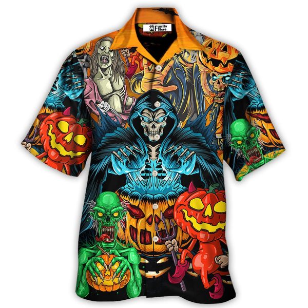 Halloween Scary Skull Pumpkin Horror Art Style - Hawaiian Shirt Jezsport.com