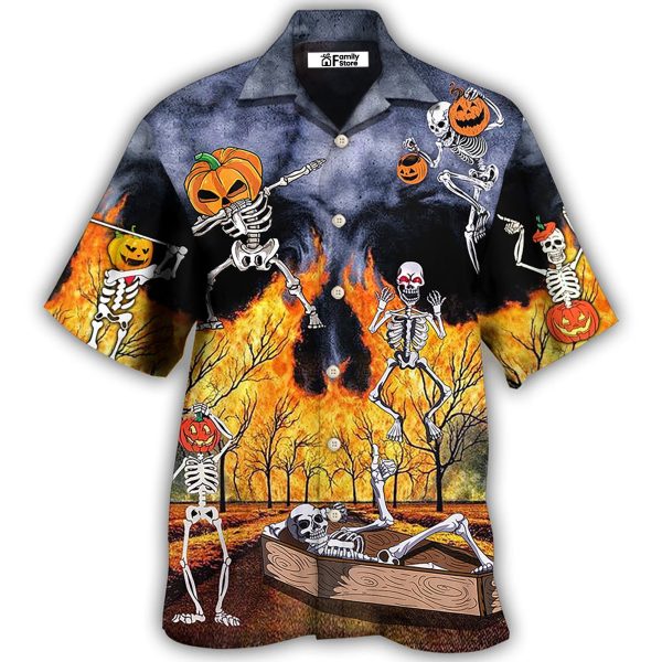 Halloween Skeleton Party Pumpkin Burning Scary - Hawaiian Shirt Jezsport.com