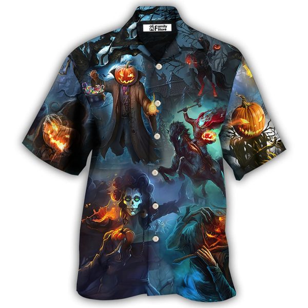 Halloween Skull Pumpkin Scary Sky Night - Hawaiian Shirt Jezsport.com