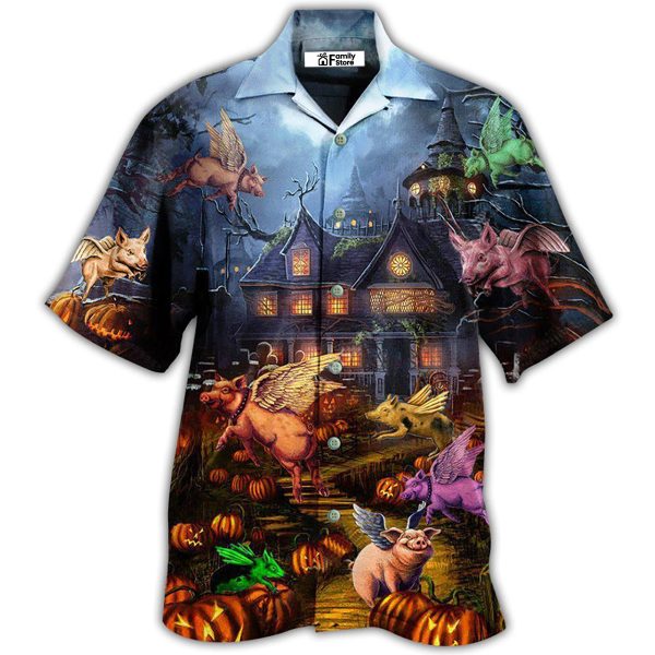 Halloween When Pigs Fly Night - Hawaiian Shirt Jezsport.com