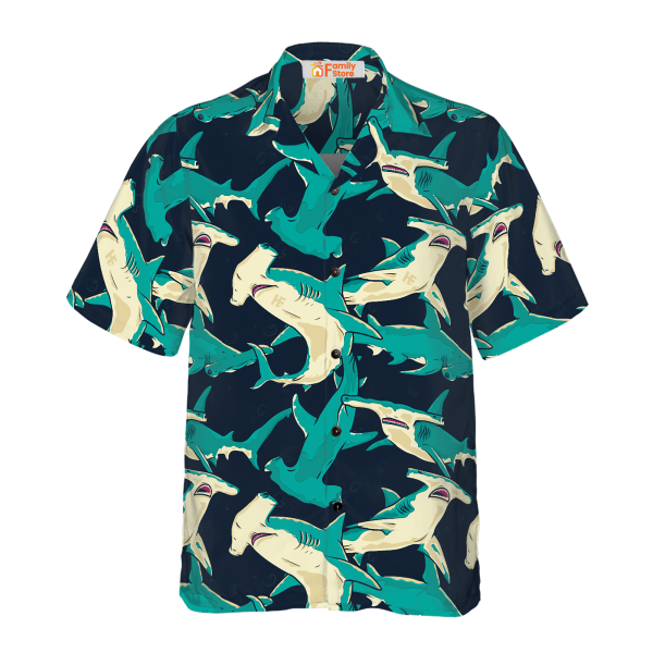 Hammerhead Shark Pattern Hawaiian Shirt Jezsport.com