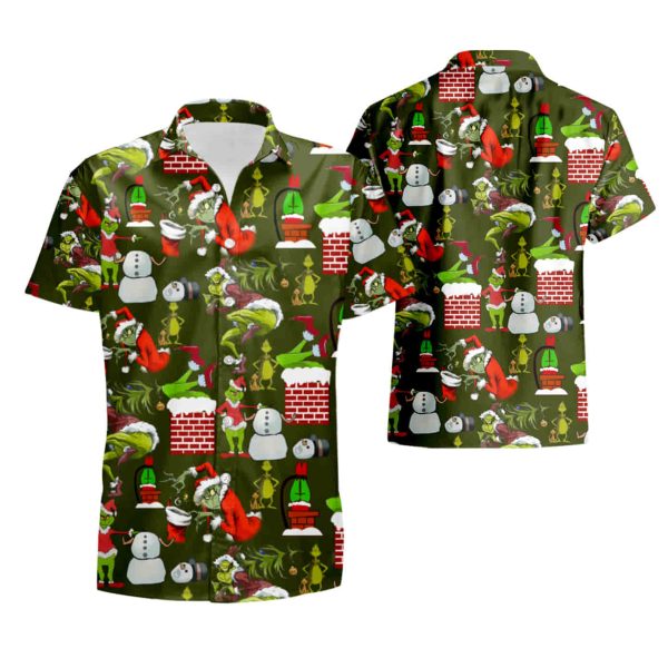 Hawaii Shirt Hot Grinch Noel Nv Hawaiian Shirt Cotton summer shirt Jezsport.com