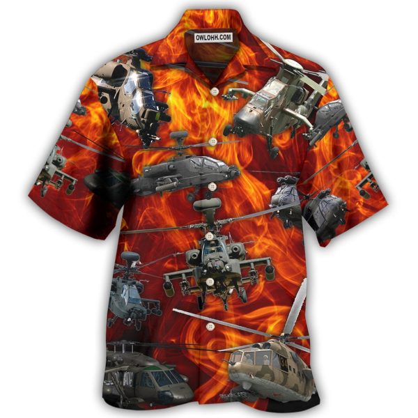 Helicopter On Fire - Hawaiian Shirt Jezsport.com