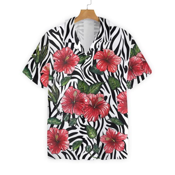 Hibiscus Zebra Watercolor Painting Art Hawaiian Shirt Jezsport.com