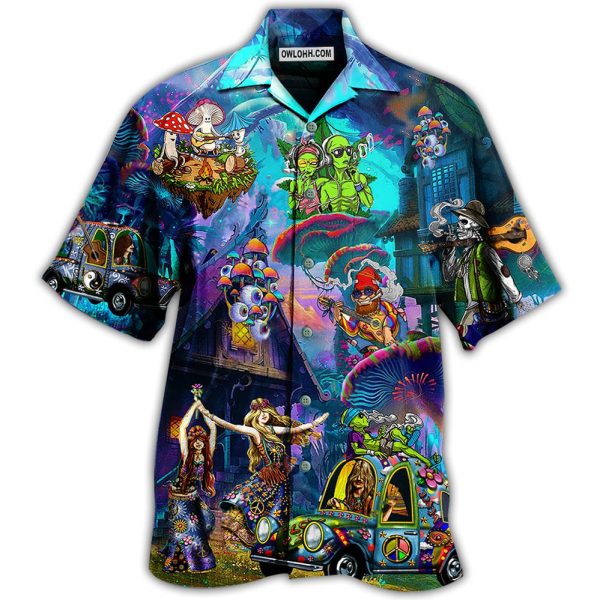 Hippie Alien Skull Peace Life - Hawaiian Shirt Jezsport.com