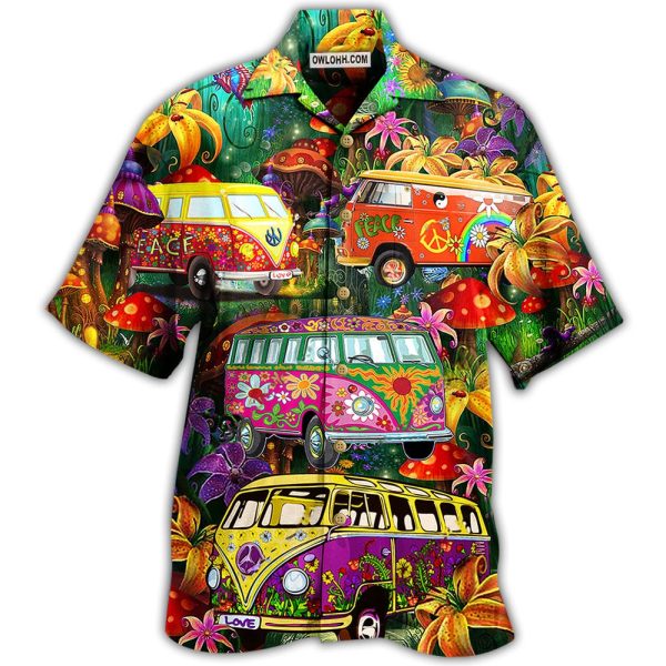 Hippie Bus Peace Life Colorful Style - Hawaiian Shirt Jezsport.com