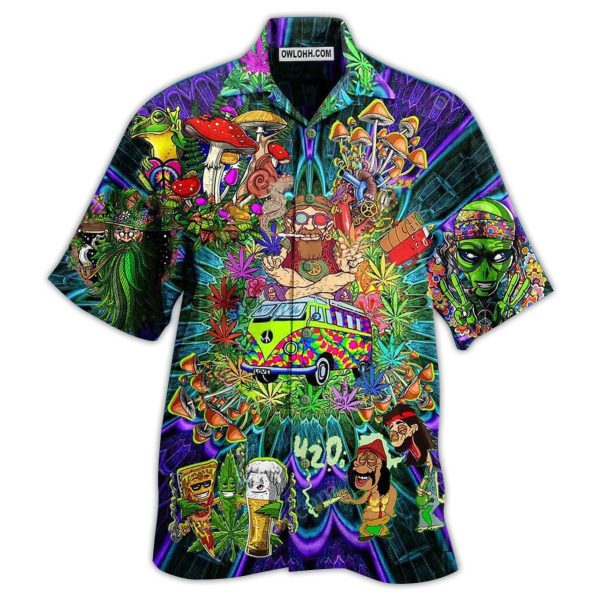 Hippie Mushroom Alien Bus Everything Funny Style - Hawaiian Shirt Jezsport.com