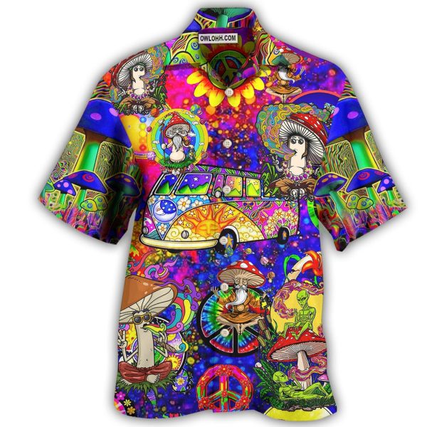 Hippie Mushroom Peace Funny - Hawaiian Shirt Jezsport.com