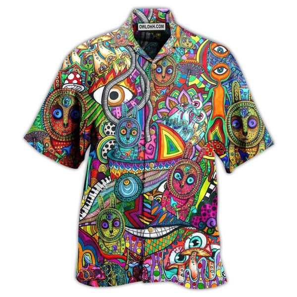 Hippie Mushroom Mix Peace Life Color - Hawaiian Shirt Jezsport.com