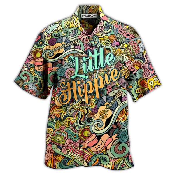 Hippie Music Love Guitar Peace Life Color Little Hippie - Hawaiian Shirt Jezsport.com