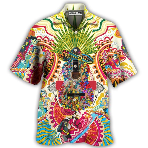 Hippie Peace Life Love Guitar - Hawaiian Shirt Jezsport.com