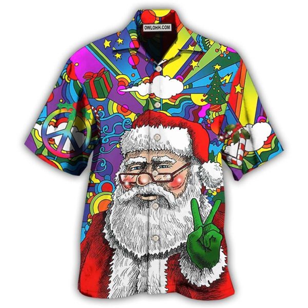 Hippie Funny Santa Claus Christmas - Hawaiian Shirt Jezsport.com