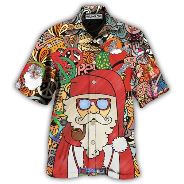 Hippie Santa Claus Merry Christmas - Hawaiian Shirt Jezsport.com