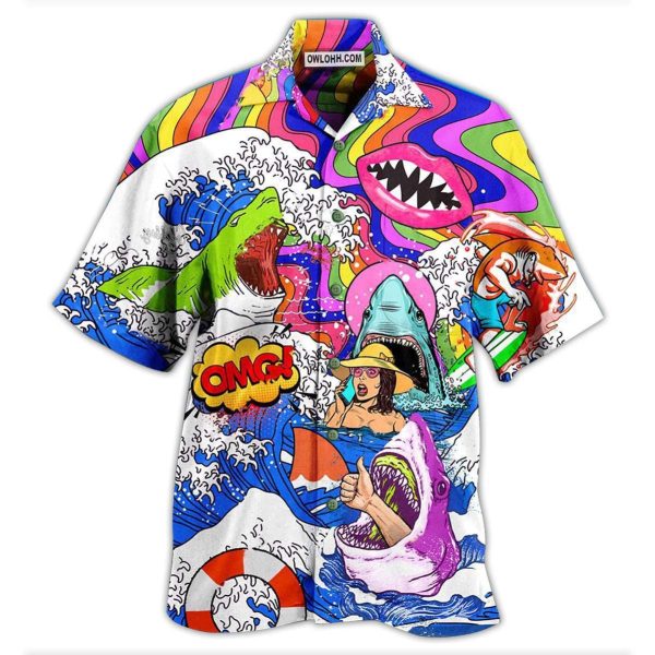 Hippie Shark Hippie Shark And Girl - Hawaiian Shirt Jezsport.com