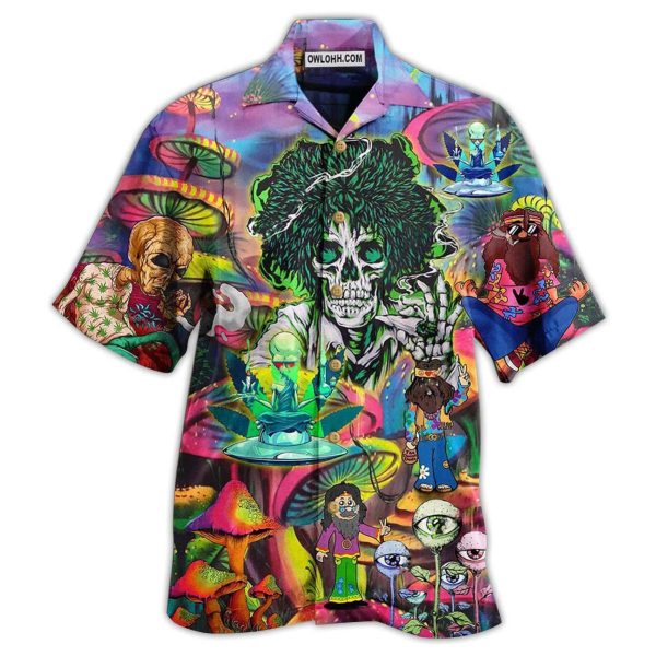 Hippie Skull Alien Mix Color - Hawaiian Shirt Jezsport.com