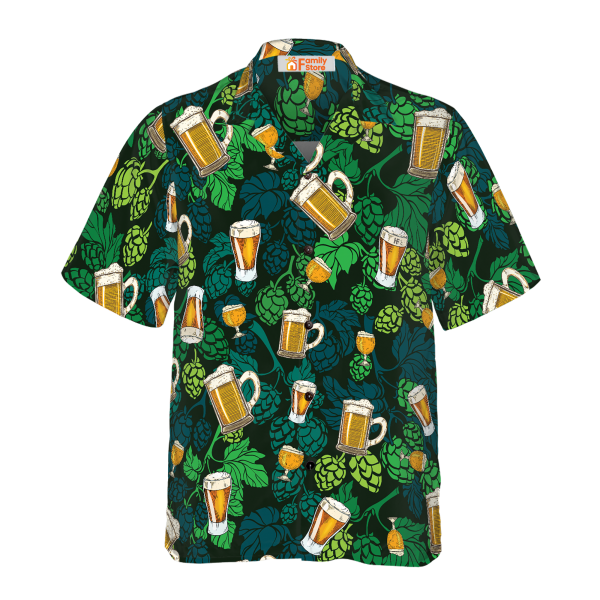 Hop Cones Beer Glass Hawaiian Shirt Jezsport.com