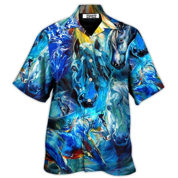 Horse Face Blue Light Cool Art Style - Hawaiian Shirt Jezsport.com