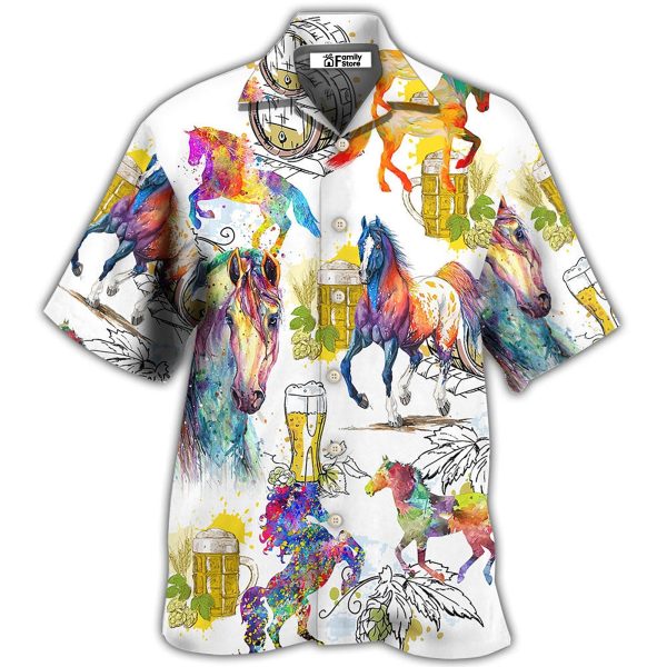 Horse I Like Horse And Beer - Hawaiian Shirt Jezsport.com