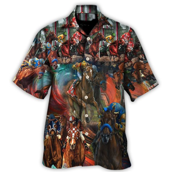 Horse Racing Colorful - Hawaiian Shirt Jezsport.com