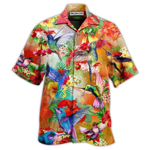 Hummingbird Love Flowers In Garden - Hawaiian Shirt Jezsport.com