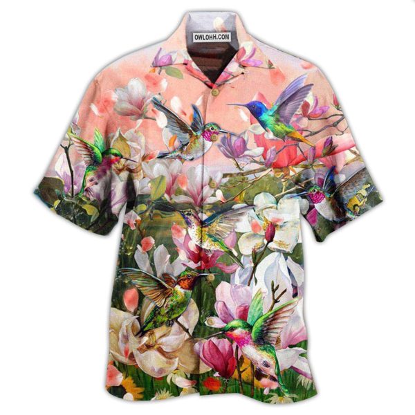 Hummingbird Blooming Lovely White Magnolia - Hawaiian Shirt Jezsport.com