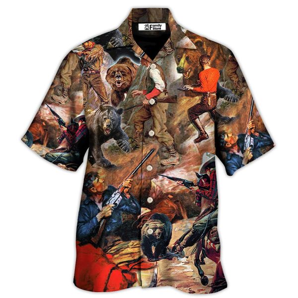 Hunting Bear Cow Boy Cool Art Style - Hawaiian Shirt Jezsport.com