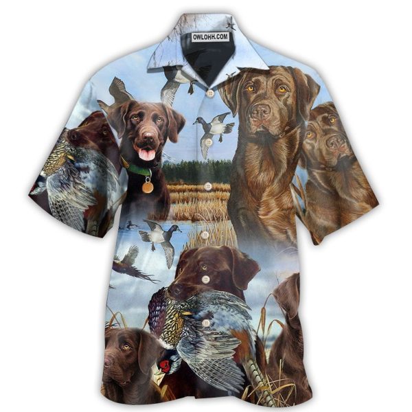 Hunting Chocolate Labrador Retriever Hunting Blue Sky - Hawaiian Shirt Jezsport.com