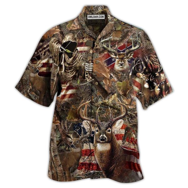 Hunting Deer Loves Forest America - Hawaiian Shirt Jezsport.com