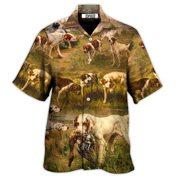 Hunting Dog Hunting Duck Art Style - Hawaiian Shirt Jezsport.com