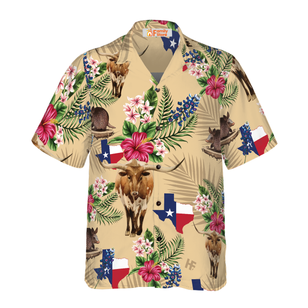 Insignia Bluebonnet Texas Hawaiian Shirt Cream Version, Texas Home Shirt Jezsport.com