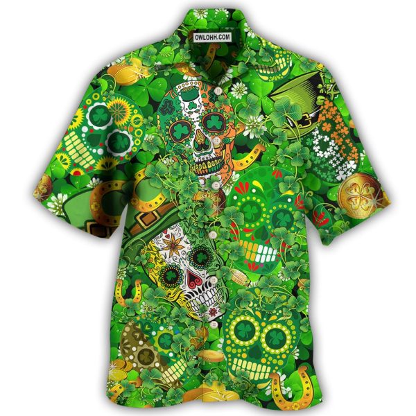 Irish Love Skull Happy And Gold - Hawaiian Shirt Jezsport.com