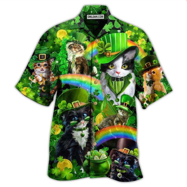 Irish Cat Shamrocks Irish Saint Patricks Day - Hawaiian Shirt Jezsport.com