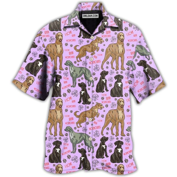 Irish Wolfhound Dog So Cute Pink Style - Hawaiian Shirt Jezsport.com