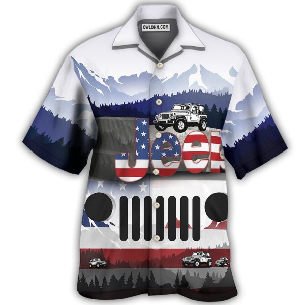Jeep Mountain America Flag Style - Hawaiian Shirt Jezsport.com