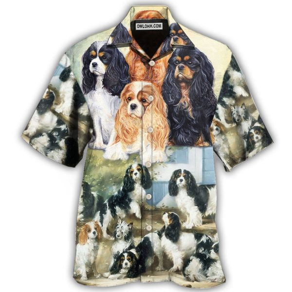 Cavalier King Charles Spaniel Dog Painting Art Lover - Hawaiian Shirt Jezsport.com