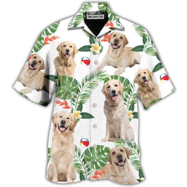 Labrador Retriever Dog Tropical Leaf White Style - Hawaiian Shirt Jezsport.com