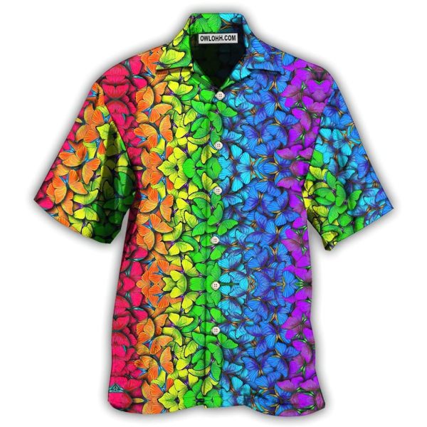 LGBT Colorful Rainbow Butterfly - Hawaiian Shirt Jezsport.com