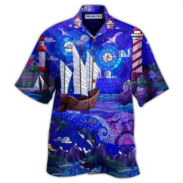 Lighthouse Stained Glass - Hawaiian Shirt Jezsport.com