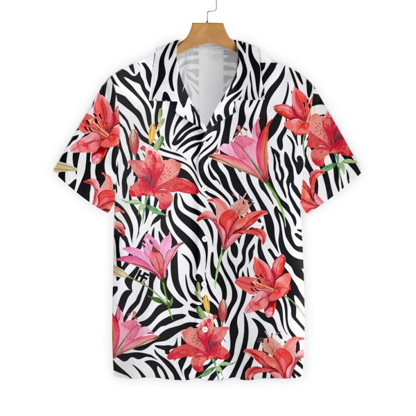 Lily Zebra Watercolor Painting Art Hawaiian Shirt Jezsport.com