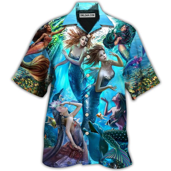 Mermaid Dolphin Fresh Blue Ocean - Hawaiian Shirt Jezsport.com