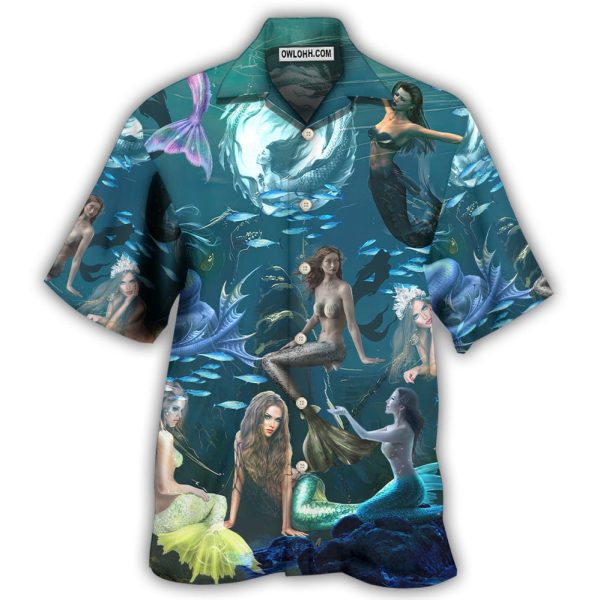 Mermaid In The Dark Deep Sea - Hawaiian Shirt Jezsport.com