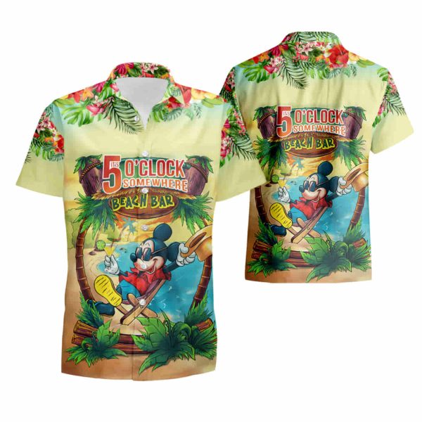 Mickey Mouse Its 5 O27Clock Somewhere Beach Bar Hawaiian Shirt summer shirt Jezsport.com