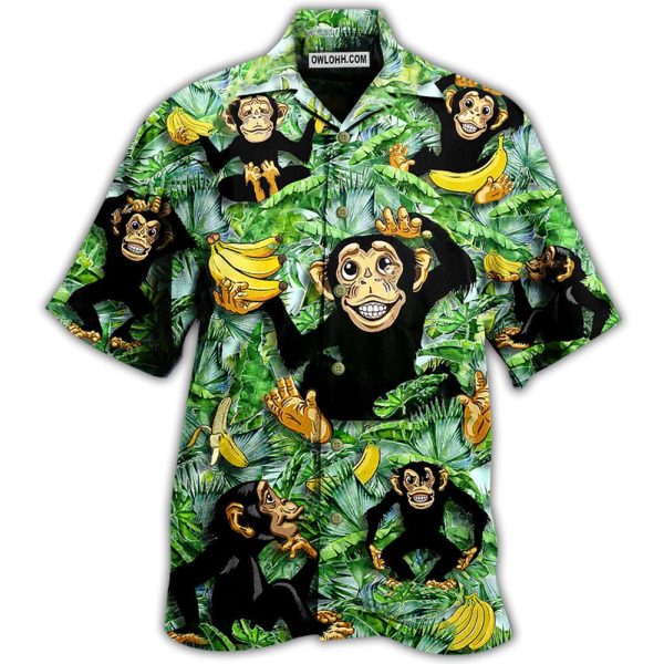 Monkey Loves Banana With Tree - Hawaiian Shirt Jezsport.com