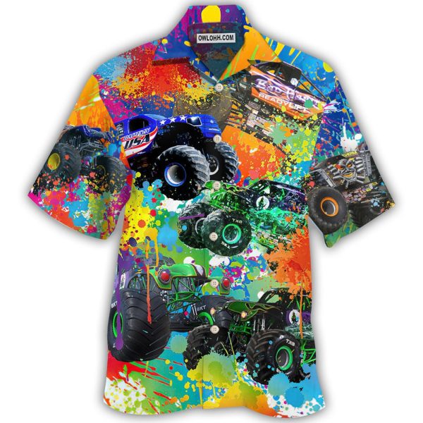 Monster Truck Colorful Painting - Hawaiian Shirt Jezsport.com