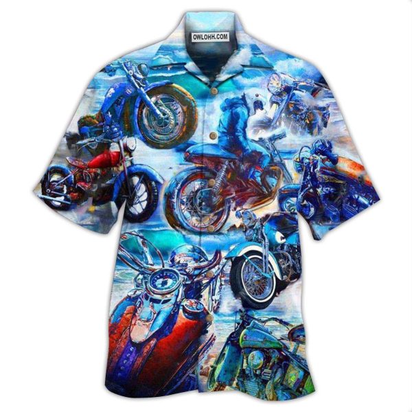 Motorcycle Let's Take A Ride To The Beach Blue Style - Hawaiian Shirt Jezsport.com