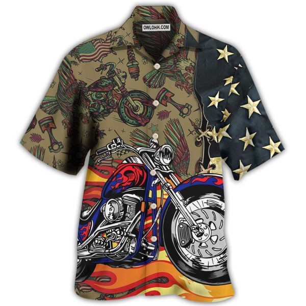 Motorcycle US Flag - Hawaiian Shirt Jezsport.com