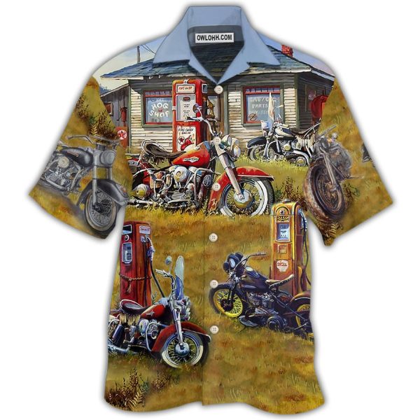 Motorcycle Vintage Shop Grass - Hawaiian Shirt Jezsport.com