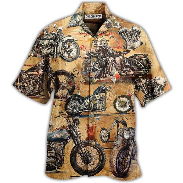 Motorcycle Vintage Style Ride And Live Today - Hawaiian Shirt Jezsport.com