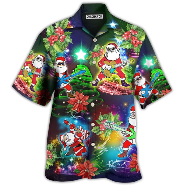 Guitar Music Santa So High Christmas - Hawaiian Shirt Jezsport.com