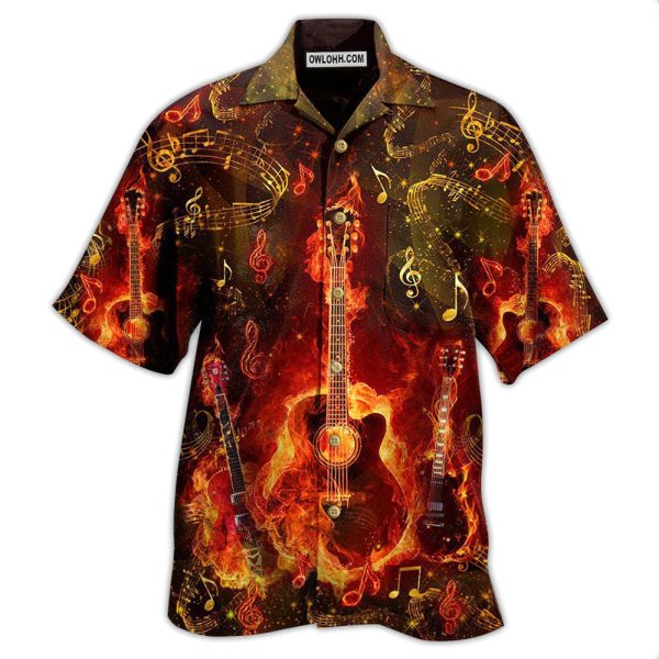 Guitar Music Guitar Where Words Fail Music Speak Flaming - Hawaiian Shirt Jezsport.com